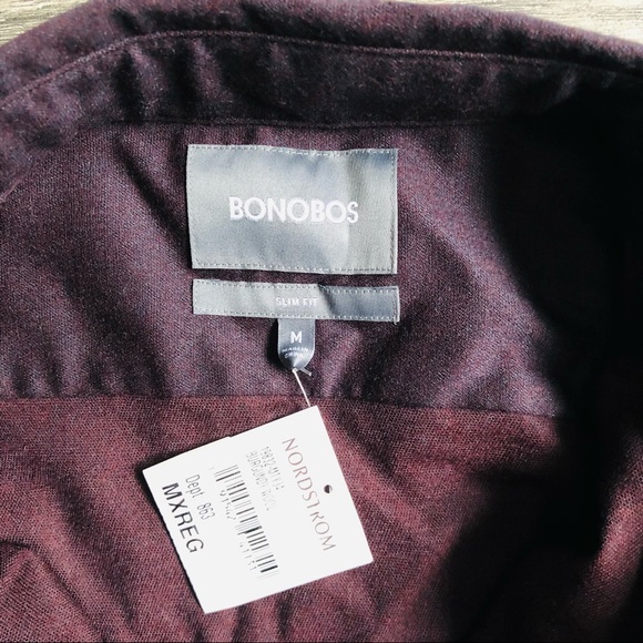 NWT Bonobos, Burgundy Unbutton Down Wool Shirt, M - Picture 4 of 8